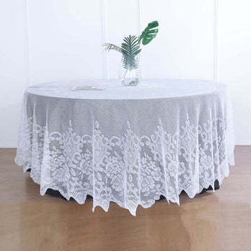 108" Premium Lace White Round Seamless Tablecloth