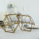 11Inch Long Gold Linked Geometric Tealight Candle Holder Set With Votive Glass Holders