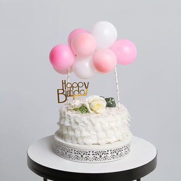 11 Pcs Balloon Garland Cloud Cake Topper, Mini Cake Decorations - Blush, Pink and White