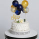11 Pcs | Confetti Balloon Cake Topper Kit, Mini Balloon Garland Cloud Cake Decorations - Clear, Gold and Navy Blue
