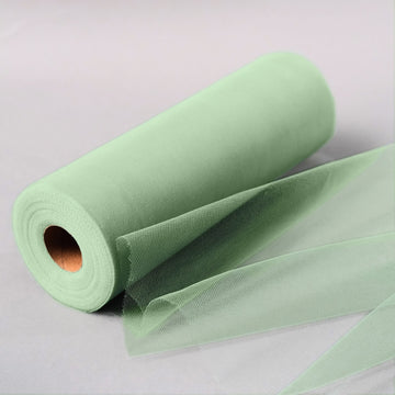 12"x100 Yards Sage Green Tulle Fabric Bolt, Sheer Fabric Spool Roll For Crafts