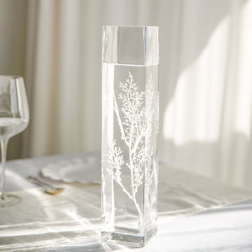 12 Pack | 14" Heavy Duty Square Cylinder Glass Vase