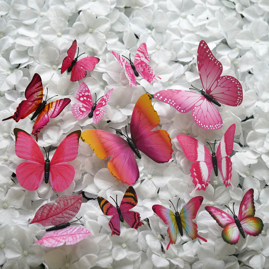 12 Pack | 3D Butterfly Wall Decals, DIY Stickers Decor - Pink Collection