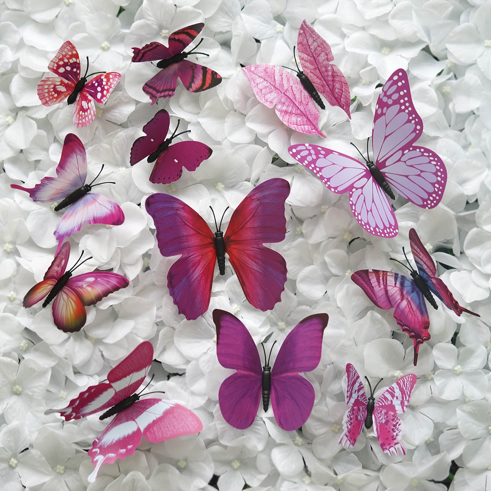 12 Pcs Large Butterfly Party Decoration Paper Butterfly Stickers in 2  Different Size 3D Butterfly Wall Mural Set Giant Butterfly for Birthday  Baby