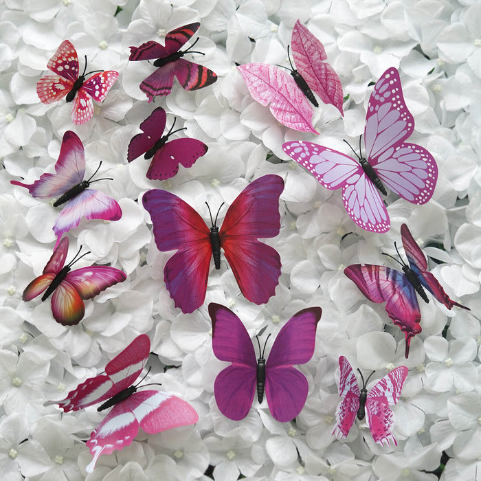 12 Pack | 3D Butterfly Wall Decals, DIY Stickers Decor - Purple Collection