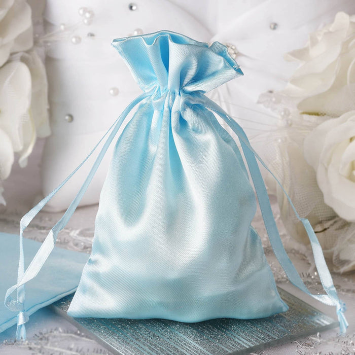 12 Pack | 4x6inch Baby Blue Satin Drawstring Wedding Party Favor Gift Bags
