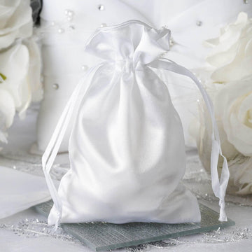 12 Pack 4"x6" White Satin Drawstring Wedding Party Favor Gift Bags
