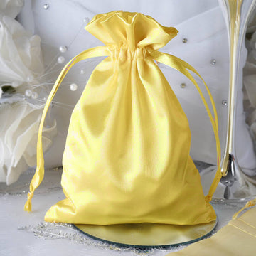12 Pack 5"x7" Gold Satin Drawstring Wedding Party Favor Gift Bags