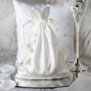Ivory Satin Drawstring Wedding Party Favor Gift Bags - Add Elegance to Your Event