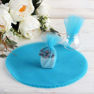 Turquoise Scalloped Tulle Circles for Wedding Favors