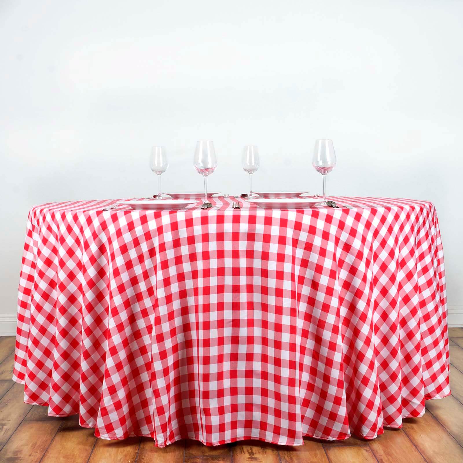 Round Red Gingham Table Cover