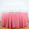 Buffalo Plaid Tablecloth | 120 inch Round | White/Red | Checkered Gingham Polyester Tablecloth