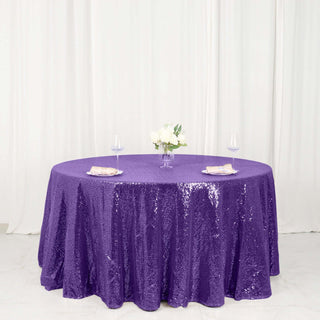 Elevate Your Event with the Purple Sequin Tablecloth