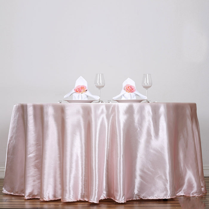 120" Rose Gold|Blush Satin Round Tablecloth