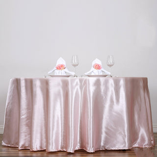 Elevate Your Event with the Blush Seamless Satin Round Tablecloth