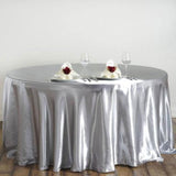 120 inch Silver Satin Round Tablecloth 