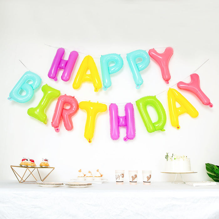 13Inch Ready-To-Use Colorful "Happy Birthday" Mylar Foil Balloon Banner