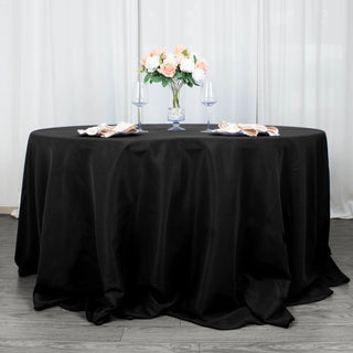 Black Seamless Premium Polyester Round Tablecloth - Add Elegance to Your Events