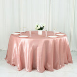 132inch Dusty Rose Seamless Satin Round Tablecloth