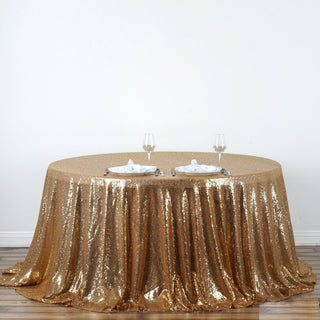 Sparkling Gold Seamless Premium Sequin Round Tablecloth