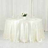 132inch Ivory Seamless Satin Round Tablecloth