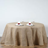 132" Natural Round Burlap Rustic Tablecloth | Jute Linen Table Decor