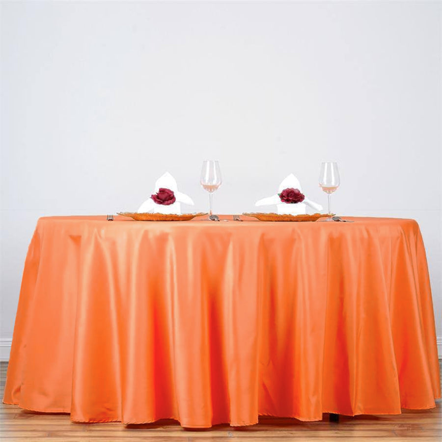 132Inch Orange Seamless Polyester Round Tablecloth