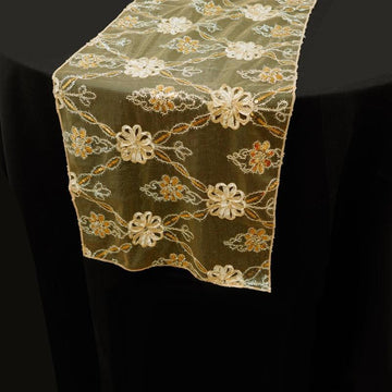 14"x108" Gold Lace Netting Fashionista Style Table Runner
