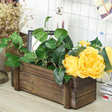 14"x5" | Smoked Brown Rustic Natural Wood Planter Box With Removable Plastic Liners