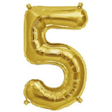 16inch Shiny Metallic Gold Mylar Foil Alphabet Letter and Number Balloons - 5#whtbkgd