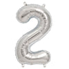 16inch Shiny Metallic Silver Mylar Foil 0-9 Number Balloons - 2