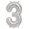 16inches Shiny Metallic Silver Mylar Foil 0-9 Number Balloons - 3