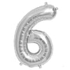 16inch Shiny Metallic Silver Mylar Foil 0-9 Number Balloons - 6