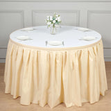17ft Beige Pleated Polyester Table Skirt, Banquet Folding Table Skirt