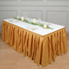 17ft Gold Pleated Polyester Table Skirt, Banquet Folding Table Skirt