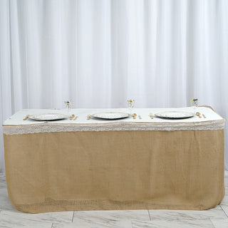 Boho Chic Rustic Jute Burlap Table Skirt - Add Natural Elegance to Your Event