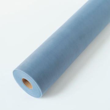 18"x100 Yards Dusty Blue Tulle Fabric Bolt, Sheer Fabric Spool Roll For Crafts