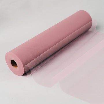 18"x100 Yards Dusty Rose Tulle Fabric Bolt, Sheer Fabric Spool Roll For Crafts