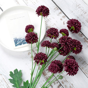 2 Bushes | 33" Burgundy Artificial Chrysanthemum Mum Flower Bouquets