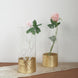 2 Pack | 12inch Glass Cylinder Vases with Gold Honeycomb Base | Glass Candle Holder Set