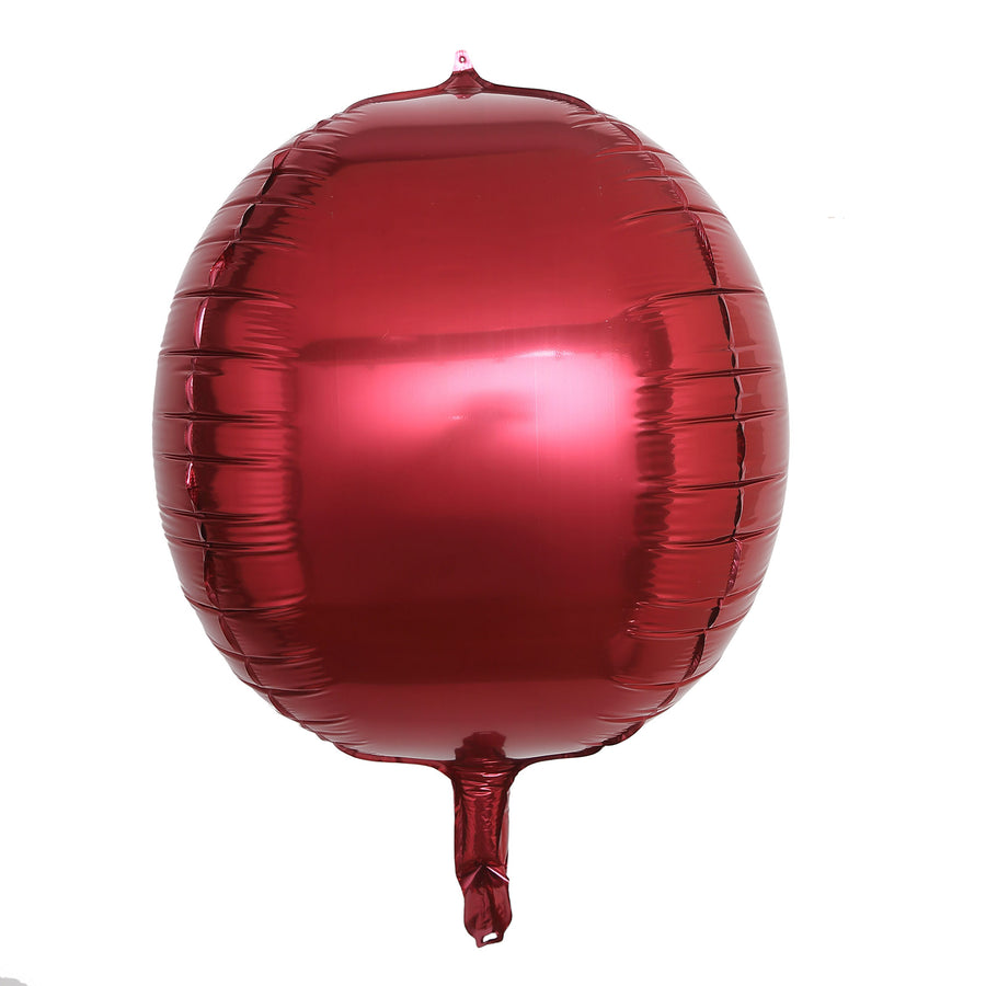 2 Pack | 14inch 4D Burgundy Sphere Mylar Foil Helium or Air Balloons#whtbkgd
