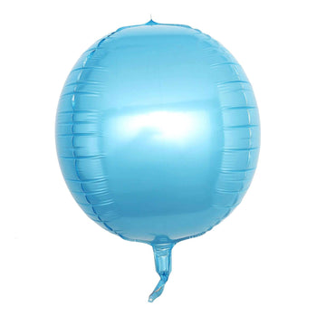 2 Pack 14" 4D Metallic Blue Sphere Mylar Foil Helium or Air Balloons