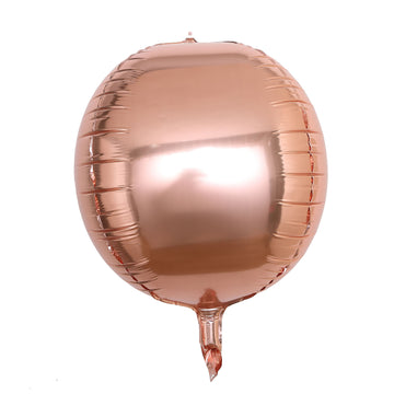 2 Pack 14" 4D Rose Gold Sphere Mylar Foil Helium or Air Balloons