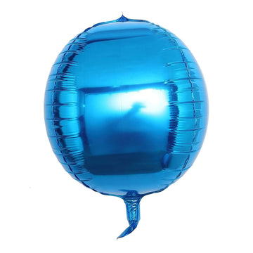 2 Pack 14" 4D Royal Blue Sphere Mylar Foil Helium or Air Balloons