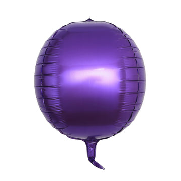 2 Pack 14" 4D Shiny Purple Sphere Mylar Foil Helium or Air Balloons