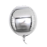 2 Pack | 14" Shiny Silver Orbz Foil Balloons, 4D Sphere Mylar Balloons#whtbkgd