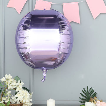2 Pack 18" 4D Lavender Lilac Sphere Mylar Foil Helium or Air Balloons