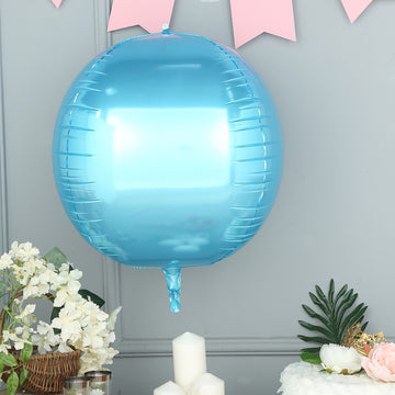 2 Pack 18" 4D Metallic Blue Sphere Mylar Foil Helium or Air Balloons