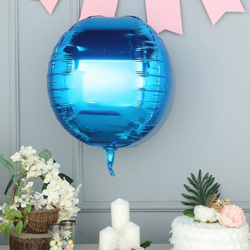 2 Pack 18" 4D Royal Blue Sphere Mylar Foil Helium or Air Balloons