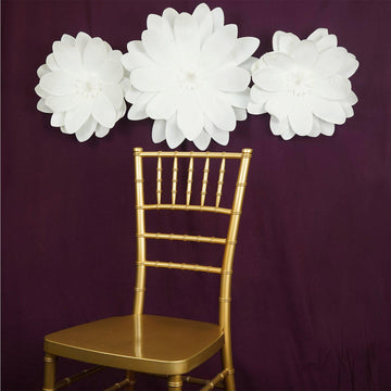 2 Pack | 20" White Life-Like Soft Foam Craft Dahlia Flower Heads